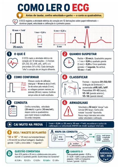 Mapa: Como ler o ECG