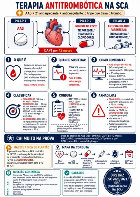 Mapa: Terapia antitrombótica na SCA